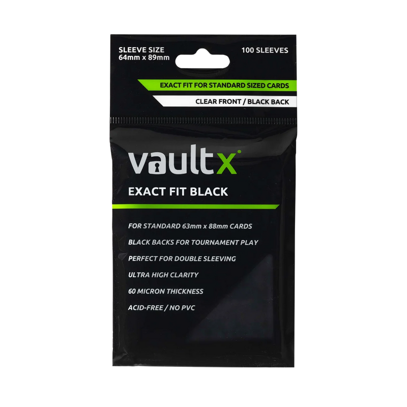 Vaultx: Exact Fit Black Card Sleeves - 100 Sleeves